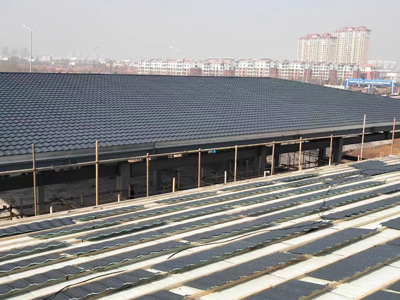 屋頂平改坡彩石瓦在江蘇南通項目應用